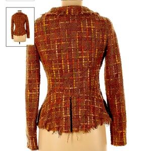 Elevenses 100% acetate
Blazer, plaid print, tweed fabric, brown
Dry clean only